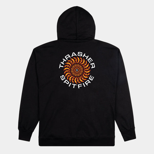 THRASHER X SPITFIRE - CLASSIC SWIRL HOODIE - BLACK