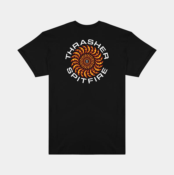 THRASHER X SPITFIRE - CLASSIC SWIRL TEE - BLACK