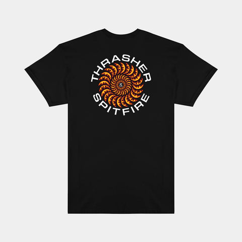 THRASHER X SPITFIRE - CLASSIC SWIRL TEE - BLACK