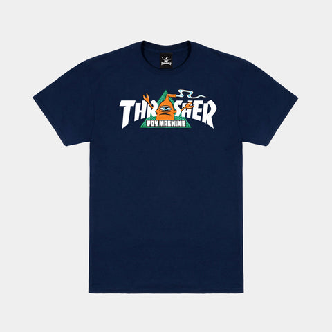 THRASHER X TOY MACHINE VORTEX TEE - NAVY